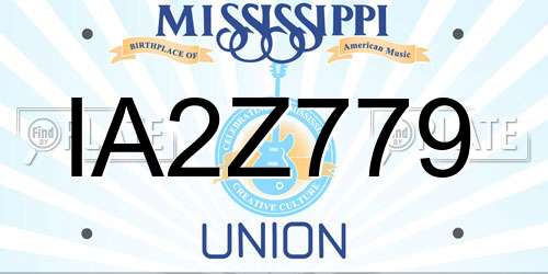 IA2Z779 Mississippi License Plate