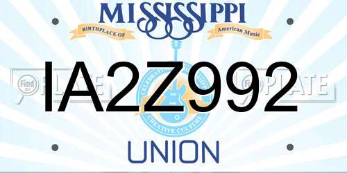 IA2Z992 Mississippi License Plate