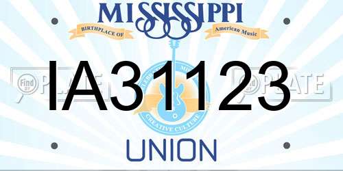 IA31123 Mississippi License Plate