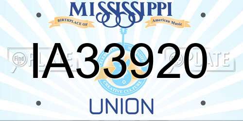 IA33920 Mississippi License Plate