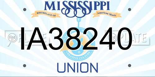 IA38240 Mississippi License Plate