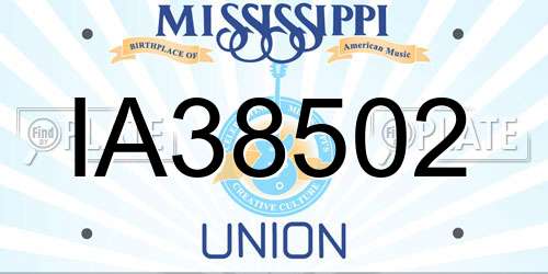 IA38502 Mississippi License Plate