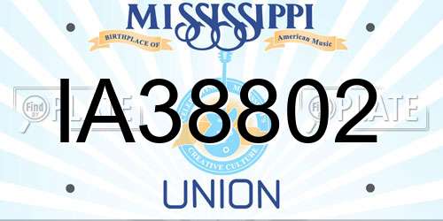 IA38802 Mississippi License Plate