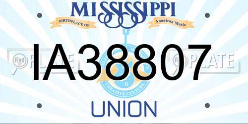 IA38807 Mississippi License Plate