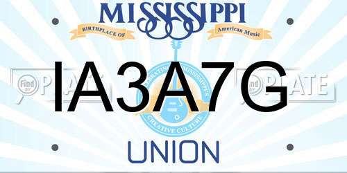 IA3A7G Mississippi License Plate