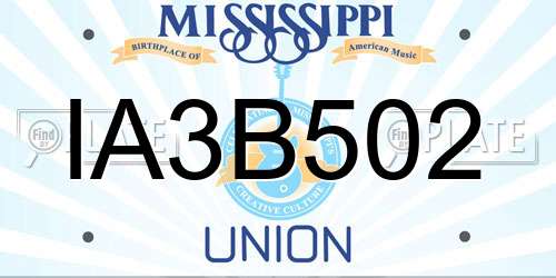 IA3B502 Mississippi License Plate