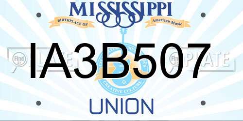 IA3B507 Mississippi License Plate
