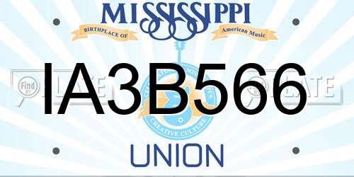 IA3B566 Mississippi License Plate