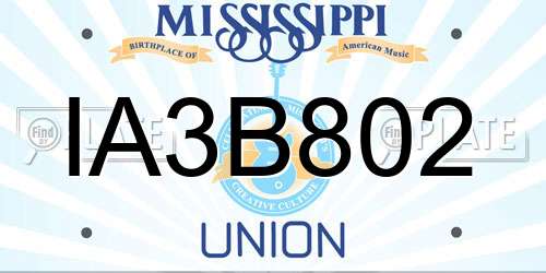 IA3B802 Mississippi License Plate