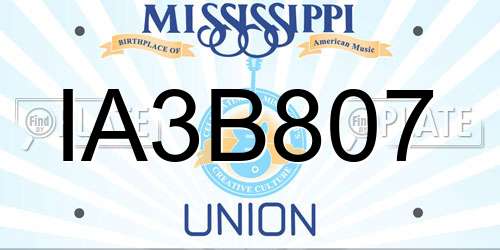 IA3B807 Mississippi License Plate
