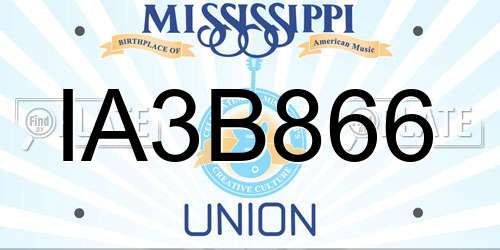 IA3B866 Mississippi License Plate