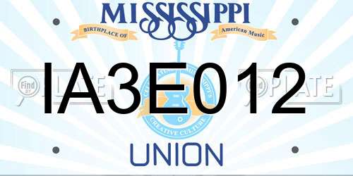 IA3E012 Mississippi License Plate