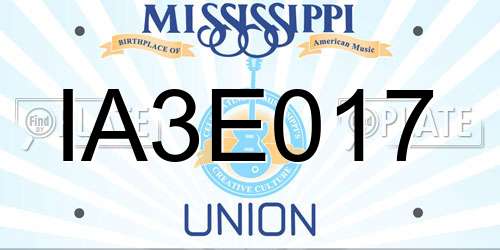 IA3E017 Mississippi License Plate