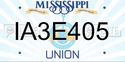 IA3E405 Mississippi License Plate