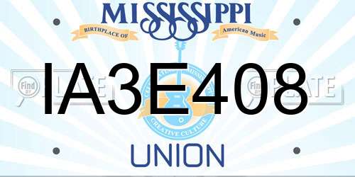 IA3E408 Mississippi License Plate