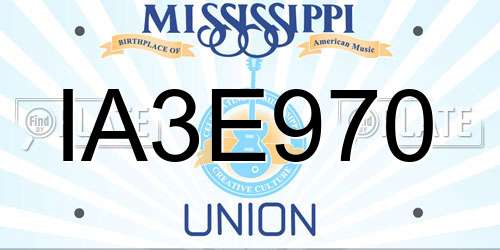 IA3E970 Mississippi License Plate