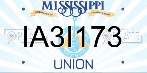 IA3I173 Mississippi License Plate