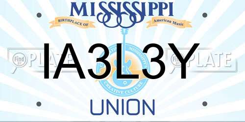 IA3L3Y Mississippi License Plate