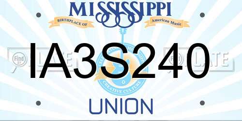 IA3S240 Mississippi License Plate