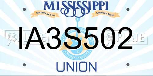 IA3S502 Mississippi License Plate