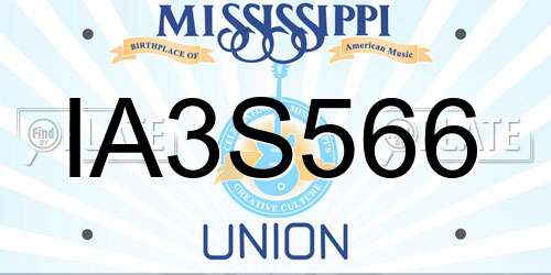 IA3S566 Mississippi License Plate
