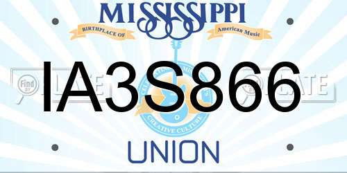 IA3S866 Mississippi License Plate