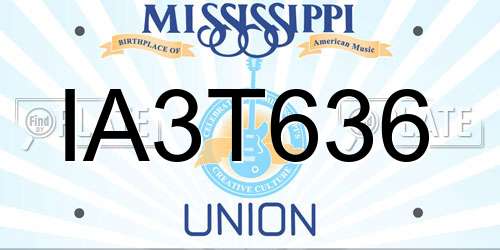 IA3T636 Mississippi License Plate
