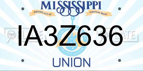 IA3Z636 Mississippi License Plate