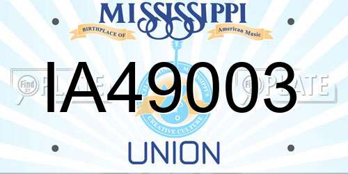 IA49003 Mississippi License Plate