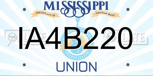 IA4B220 Mississippi License Plate