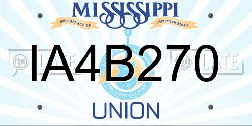 IA4B270 Mississippi License Plate