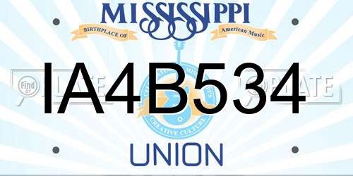 IA4B534 Mississippi License Plate