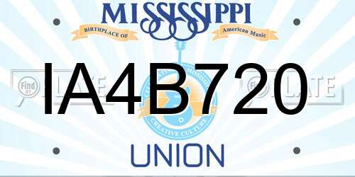 IA4B720 Mississippi License Plate
