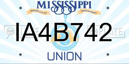 IA4B742 Mississippi License Plate