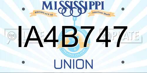 IA4B747 Mississippi License Plate