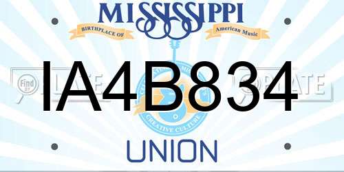 IA4B834 Mississippi License Plate