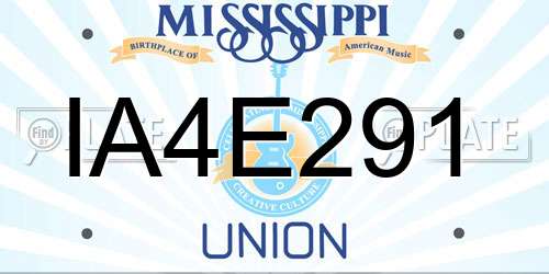IA4E291 Mississippi License Plate