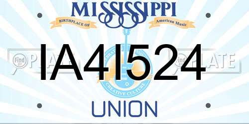 IA4I524 Mississippi License Plate