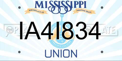 IA4I834 Mississippi License Plate