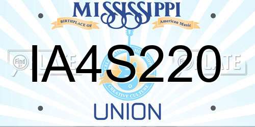 IA4S220 Mississippi License Plate