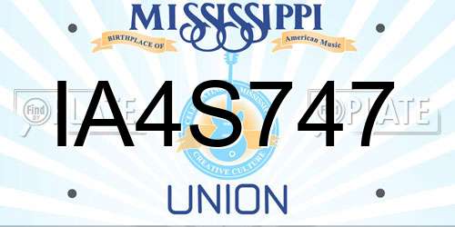 IA4S747 Mississippi License Plate