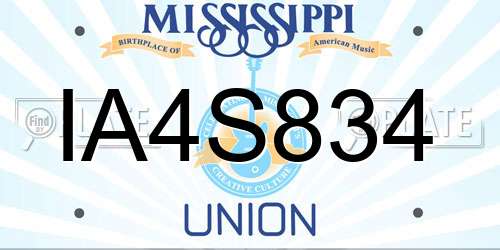 IA4S834 Mississippi License Plate