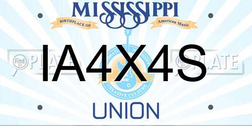 IA4X4S Mississippi License Plate