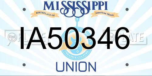 IA50346 Mississippi License Plate