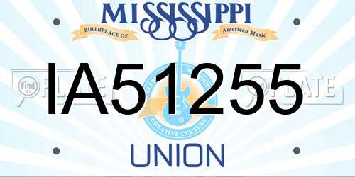 IA51255 Mississippi License Plate
