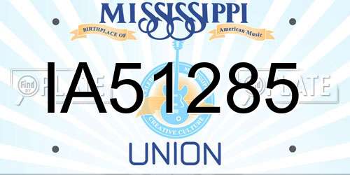 IA51285 Mississippi License Plate