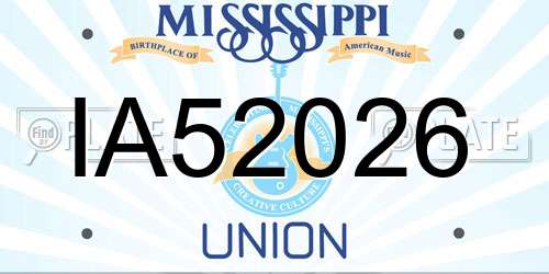 IA52026 Mississippi License Plate