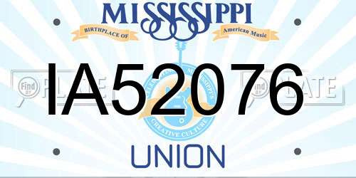 IA52076 Mississippi License Plate