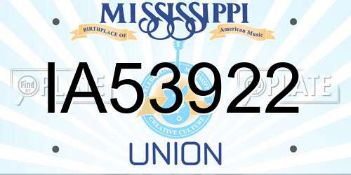 IA53922 Mississippi License Plate