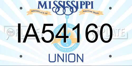 IA54160 Mississippi License Plate
